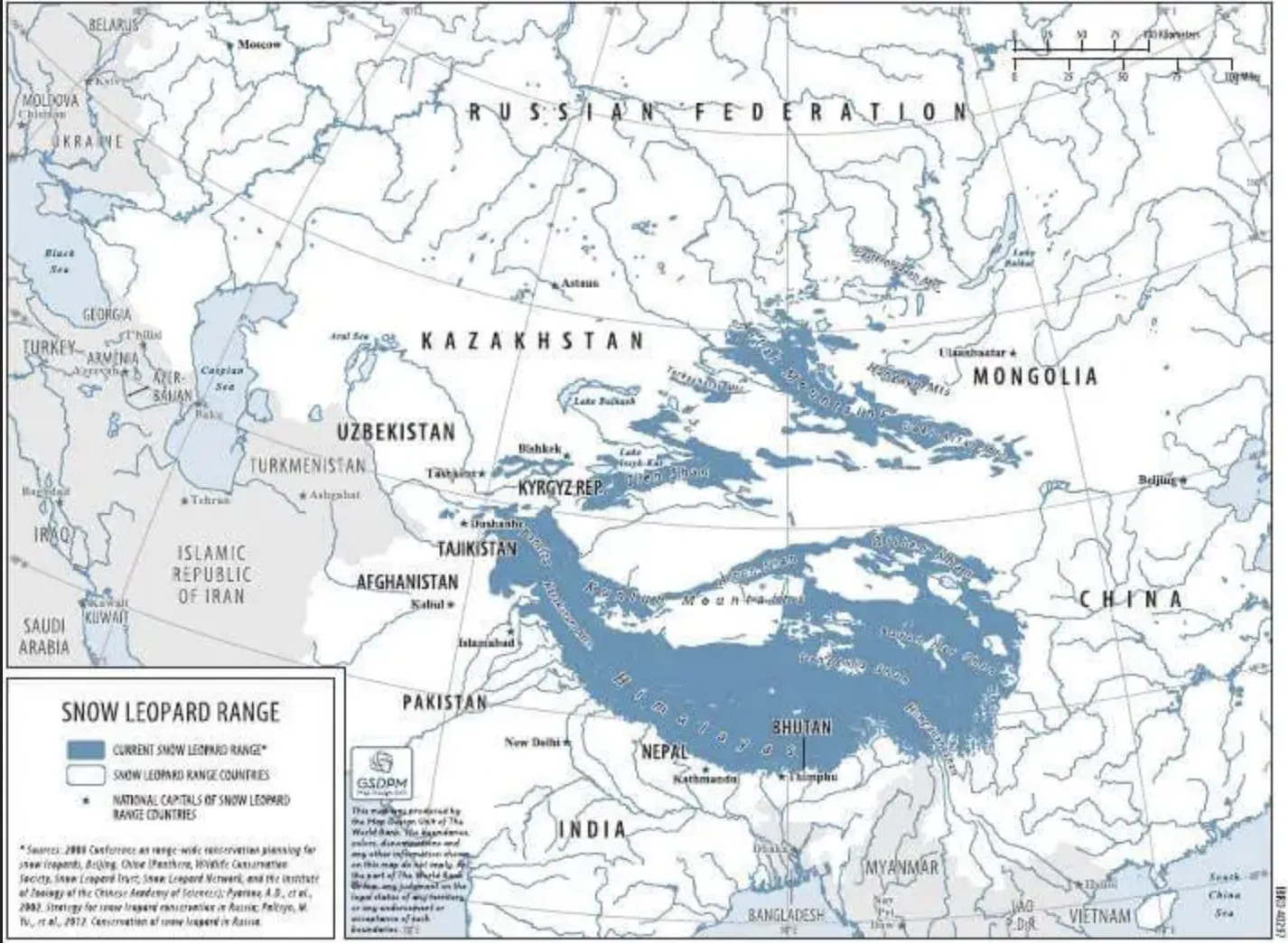 Habitat map of Snow Leopards