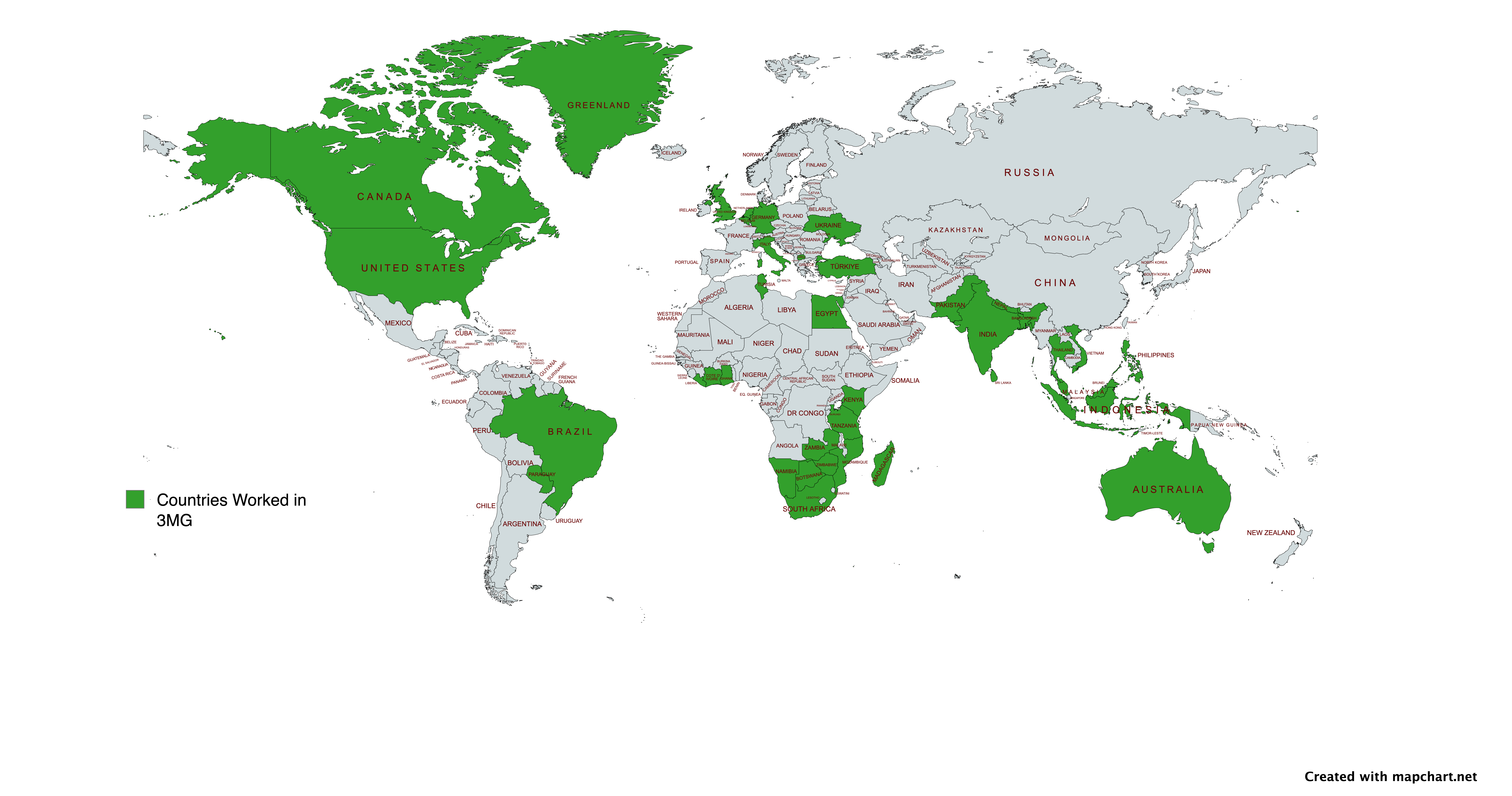 Countries Worked: 3MG